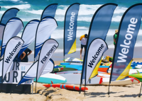 Drapeau publicitaire en forme de larme pour événements en plein air, pour la promotion et l'affichage