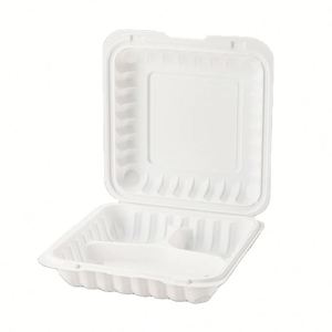 Contenedor Biodegradable con Tapa Abatible para Llevar Comida, Caja Desechable de Plástico para Microondas, Contenedor con Compartimentos para Almacenamiento de Alimentos y Preparación de Comidas - Product Image 1
