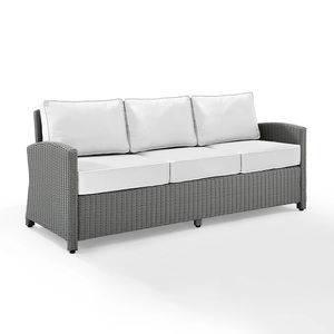 Sofa <span class=keywords><strong>de</strong></span> <span class=keywords><strong>jardin</strong></span> moderne tissé à la main <span class=keywords><strong>en</strong></span> résine grise et osier pour cour patio mobilier d'extérieur avec coussin <span class=keywords><strong>de</strong></span> siège - Product Image 1