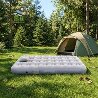 Matelas Gonflable Portable Haut de Gamme en Flocage, Lit de Camping Simple Pliable, Tapis de Couchage Moderne pour Chambre Intérieure/Extérieure et Maison