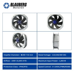 พัดลมดูดอากาศในครัว Blauberg ขนาด 225 มม. พัดลมระบายอากาศแบบไร้แปรงถ่านสำหรับห้องน้ำ พัดลมอุตสาหกรรมแบบเงียบ EC Axial - Product Image 3