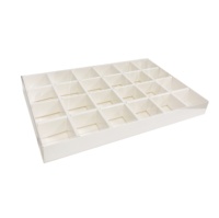 Calendrier de l'Avent de Noël Rouge et Blanc, Boîte à Pâtisserie aux Chocolats et Biscuits, Boîte à Bonbons à 24 Compartiments avec Couvercle Transparent