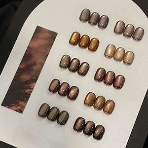 AILANUO Série de vernis à ongles gel œil de chat brun bois de rose 10 couleurs - Personnalisation gratuite de la couleur des ongles pour OEM ; Vernis à ongles professionnel - Product Image 1