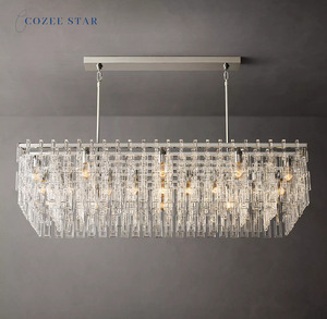 Cozee Lighting Modern LED Crystal Brass Chrome Black Luces colgantes Marignan Rectangular Chandeliers Lustre Lámpara colgante Techo - Product Image 5