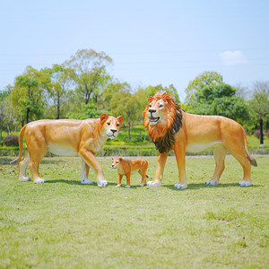 Sculpture de lion réaliste faite à la main pour l'extérieur, origine Fujian, grande taille en fibre de verre pour l'aménagement paysager de jardin, la décoration de cour et de pelouse - Product Image 4