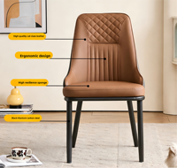 Chaise italienne légère et luxueuse en cuir avec dossier confortable pour restaurant et hôtel chaise de salle à manger moderne pour table à manger