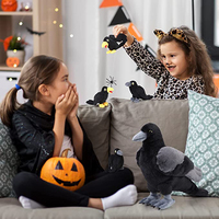 Meilleur prix, design moderne, peluche en forme d'oiseau, poupée en peluche douce, 5 pièces, jouet en peluche corbeau pour cadeau d'Halloween