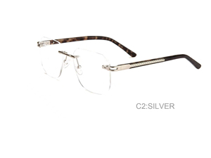 Kính mắt thời trang nam bán buôn, thiết kế riêng, không viền, kim loại, kiểu vuông, gọng kính mắt cận - Product Image 2