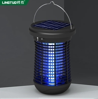Tueur de moustiques UV à énergie solaire, piège à insectes électrique et piège à insectes pour jardin, patio et espaces extérieurs