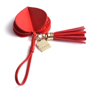 Hot Selling Heart Custom Logo <b>Keychain</b> Lanyard Metal Tassel <b>Leather</b> <b>Keychain</b> - Product Image 2