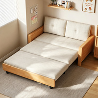 Canapé-lit en bois avec accoudoirs escamotables, convertible en tissu, pour petit appartement, taille double