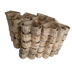 Handmade Eco-Friendly Waterproof Modern Water Hyacinth Multifunction Geometric Storage <b>Basket</b> Natural Woven <b>Rectangular</b> Tray - Product Image 1