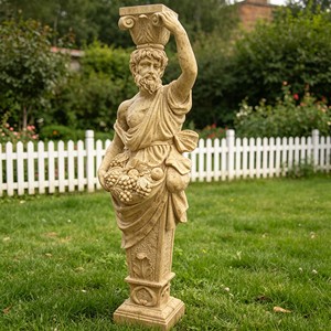 Colonnes décoratives modernes intérieures/extérieures, sculptées à <span class=keywords><strong>la</strong></span> main en pierre naturelle beige, piliers romains en marbre féminins pour hall - Product Image 2