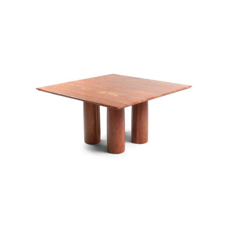 Nouveau design de meubles de luxe en pierre polie table de salle à manger vintage en travertin rouge