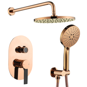 Juego de Ducha Completo de Latón Cepillado Moderno de Alta Gama con Garantía de 5+ Años, con Efecto Lluvia, Termostático Oculto para Bañera, Ideal para Hoteles - Product Image 1