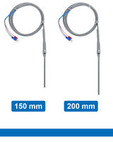 Sonde de thermocouple en acier inoxydable de type K J PT100, thermocouple 100 mm 200 mm 2 m de longueur de câble, capteur de température