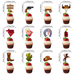 Wild West <span class=keywords><strong>Cowboy</strong></span> tema cumpleaños fiesta decoración Feliz cumpleaños bandera pastel Plugin globo tarjeta conjunto al por mayor - Product Image 5