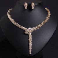 Set Kalung Choker Ular Gothic Elegan dengan Liontin Hewan Berhiaskan Zirkonia Kubik untuk Wanita, Perhiasan Gaun Malam Mode Tinggi