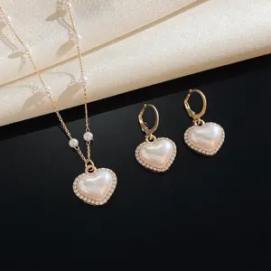 2023 Modeschmuck Gold Edelstahl Süßwasser Perle Zirkonia Herz Charme Anhänger Halskette Für Frauen Geschenk