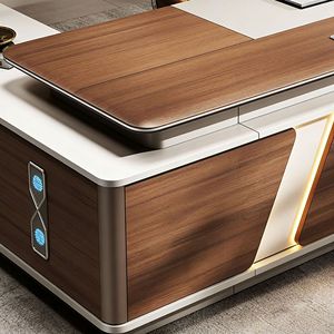 Luxury Executive Office <strong>Desk</strong> Set with CEO and Chairman Style <strong>Large</strong> <strong>Desk</strong> and Manager Chair Combo - Product Image 3
