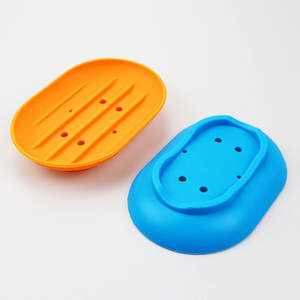 Jabonera protectora de silicona sin taladro, soporte adhesivo para jabón, mantiene el jabón seco con agujeros de drenaje, antideslizante para <span class=keywords><strong>ducha</strong></span>, baño, cocina - Product Image 6