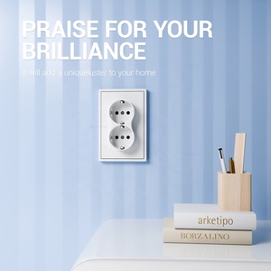 Trắng/Xám vàng trắng màu tiêu chuẩn Châu Âu ổ cắm tường đôi Đức ổ cắm 16A cho trang trí nội thất với bảng điều khiển lớn - Product Image 4
