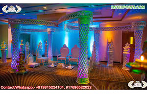 มณฑปทองคำอินเดียสำหรับพิธีแต่งงานฮินดู ตกแต่งงานแต่งงานอินเดียที่น่าทึ่ง มณฑปแต่งงานแบบดั้งเดิมสำหรับสหราชอาณาจักร - Product Image 2