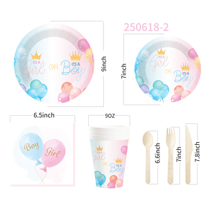 Juego de Vajilla Desechable DAMAI con Temática de Revelación de Género, Platos de Papel para Postre y Cena, Vasos, Servilletas y Globos para Fiestas - Product Image 5