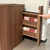 Table de chevet en bois avec compartiment caché, table de chevet à 2 tiroirs avec serrure à carte NFC, armoire latérale pour salon et chambre à coucher