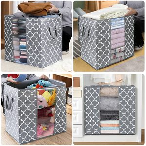Contenedores de Almacenamiento Grandes con Tapas de 100L, Paquete de 3 Bolsas de Almacenamiento para Edredones con Asas Reforzadas, Contenedores para Guardar Ropa - Product Image 4
