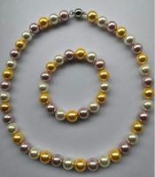 Collar anudado con perlas naturales de 12mm para mujer, colorido, venta al por mayor