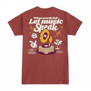 T-shirt Let Music Speak, maglietta promozionale in cotone unisex color marrone - Product Image 2