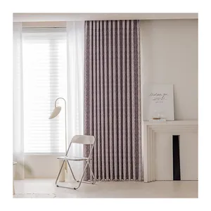 Textile de maison violet tissu de rideau en lin noir 100% tissu d'ameublement aspect lin polyester