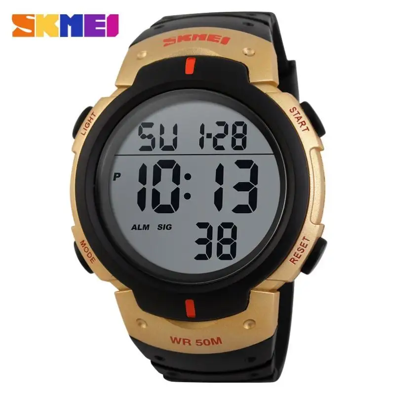 SKMEI 1068 Wholesale Custom Logo Man digital watch Stylish Silicone strap Waterproof display Simple sports set