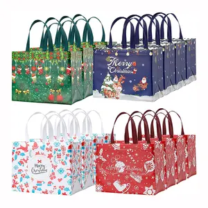 Custom eco-friendly shopping gift foldable recycled film laminated TNT with handle Christmas non woven bag