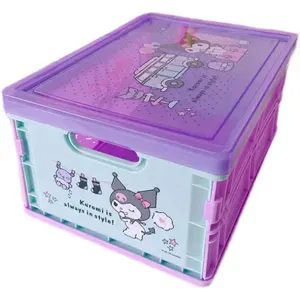 Sanrio Cinnamoroll Folding Storage Crate with Lid Large Book Toy Storage Organizer