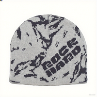 Gorro de Punto Acrílico Suave con Diseño Jacquard Grunge, con Logotipo Personalizado, Estilo Urbano Y2K, Gorro de Calavera para Hombre y Mujer