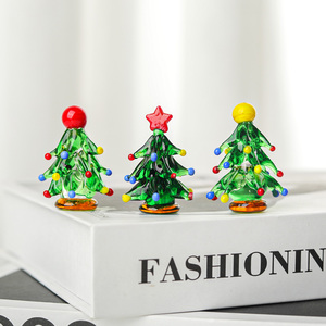 <b>Mini</b> Glass Christmas Tree Figurine Ornaments Glass Tabletop Christmas Tree Decoration Holiday <b>Table</b> Decoration - Product Image 6