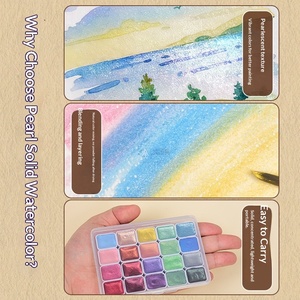 Juego de Pinturas de Acuarela Sólidas Perladas Ecológicas No Tóxicas <span class=keywords><strong>para</strong></span> Niños con 6/8 Colores Lavables <span class=keywords><strong>para</strong></span> Pintar sobre Lienzo - Product Image 4