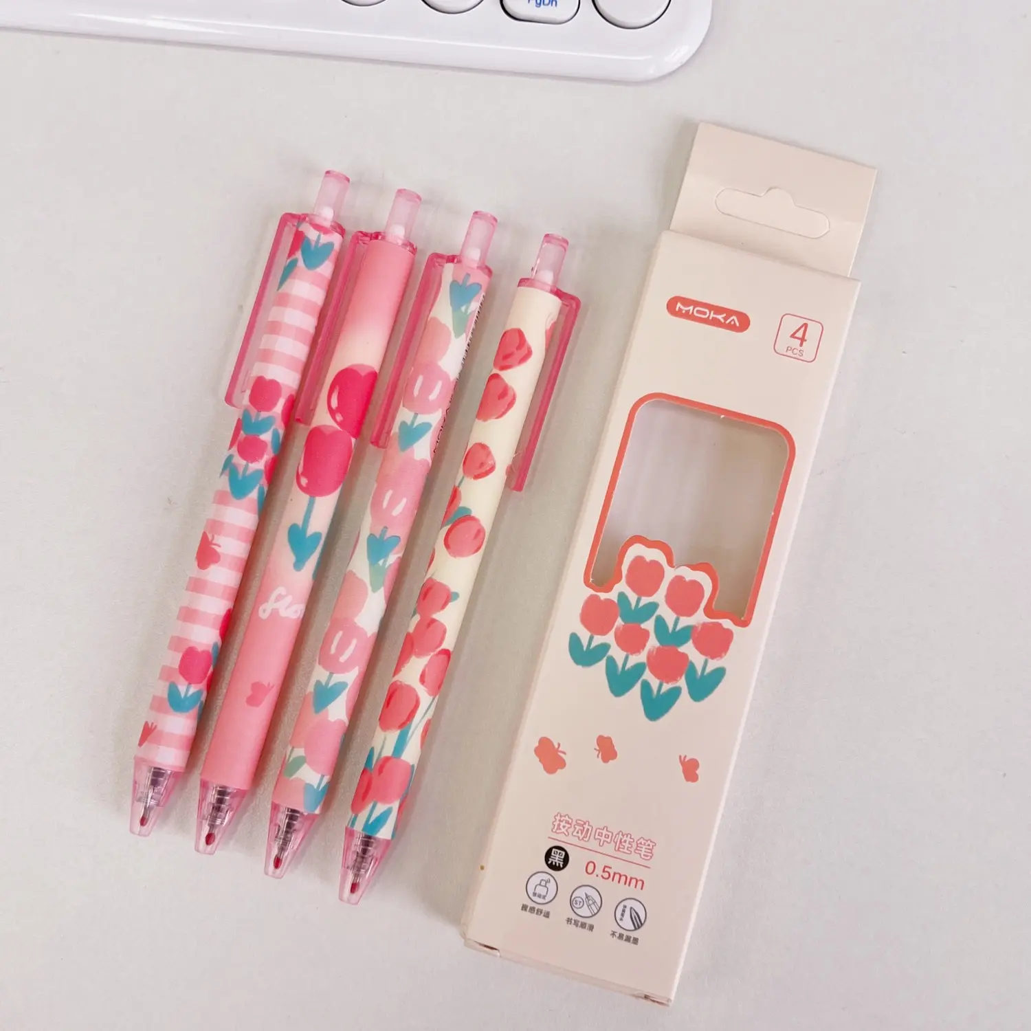 4pcs/set Kawaii Cute Flower Fashionable Pen Fine Point School Cute Gelpen Office Supplies Stationery Hot Sell