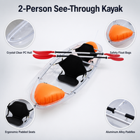 Kayak transparent pour 2 personnes, couleur personnalisée, en polycarbonate, pour lac, mer, loisirs nautiques en plein air