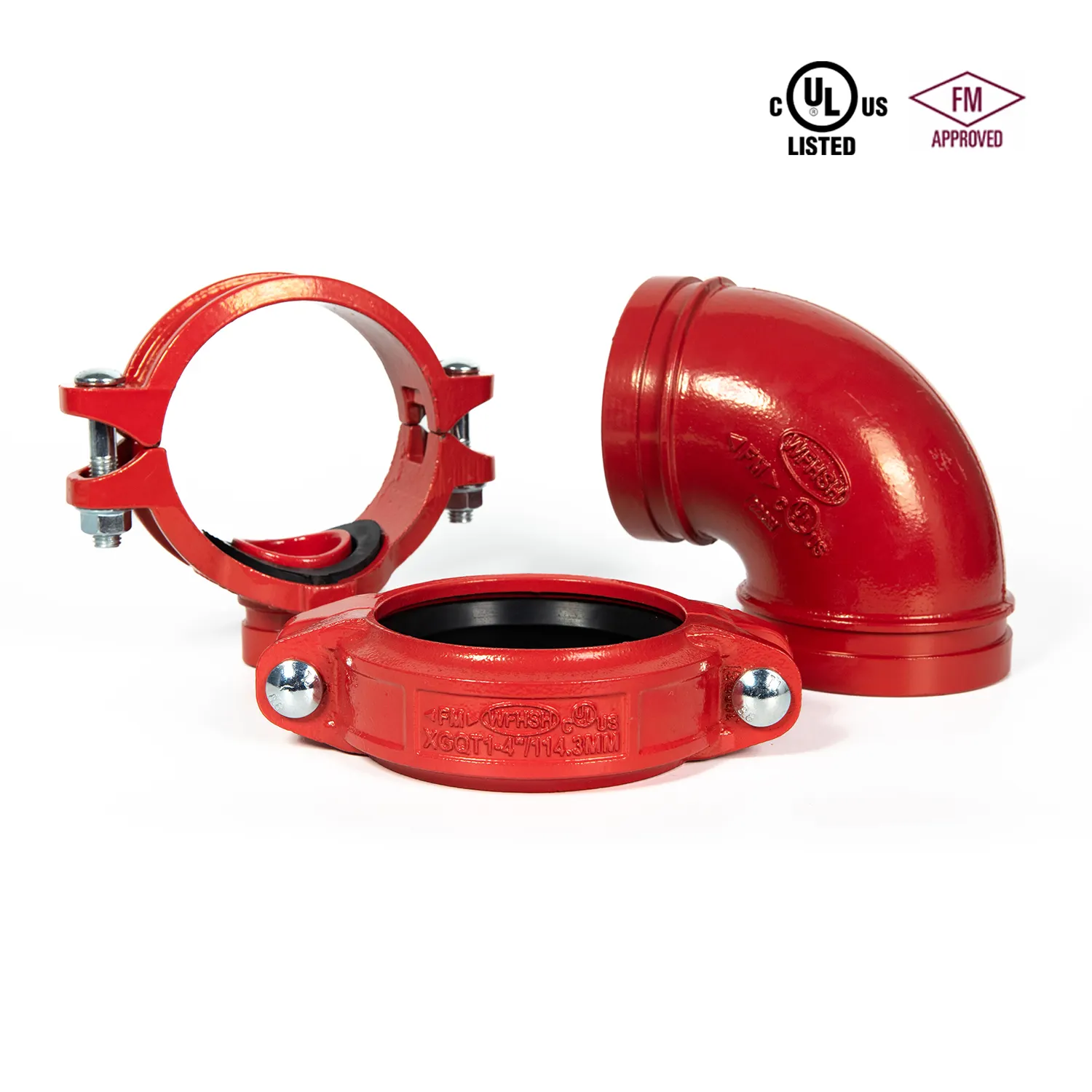 WFHSH FM UL Approved Fire Fighting Ductile Iron Pipe Fitting Casting 90 Degree Grooved Elbow