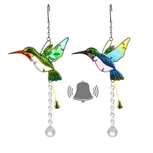 Tự làm chim pha lê suncatcher lăng kính chuông chuông mặt dây màu xanh màu xanh lá cây giọt vườn cửa sổ treo Glass Sun Catcher đồ trang trí