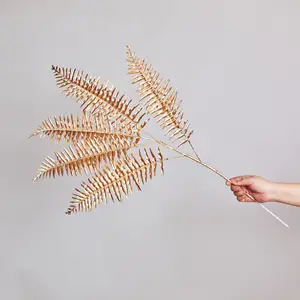 Event Decoration Supplies Gold Hydrangea Artificial Flower Bamboo Leafes Persian Palm Leaf Decorations For Home Luxury