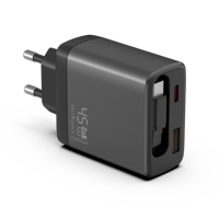 Cargador de Pared Retráctil 3 en 1 con Cable USB-C, Enchufe de Pared con Cargador de Teléfono de 45 W y Puertos Dobles, Bloque de Cargadores USB C para iPhone