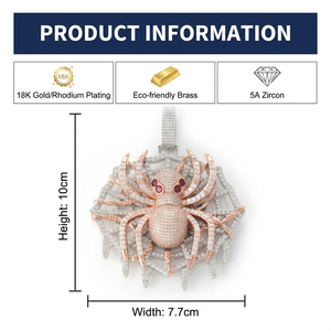 Collana di Alta Qualità con Ciondolo a Forma di <span class=keywords><strong>Ragno</strong></span> e Ragnatela, Placcata in Due Tonalità, con Zirconi 5A e Catena Tennis - Product Image 5