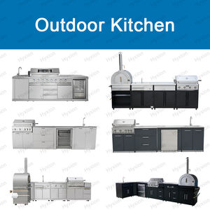 Ensemble de meubles de cuisine d'extérieur modulaires Hyxion Series 7 pièces <span class=keywords><strong>en</strong></span> acier inoxydable 304 avec barbecue intégré, <span class=keywords><strong>four</strong></span> à pizza, évier, réfrigérateur, structure KD - Product Image 2