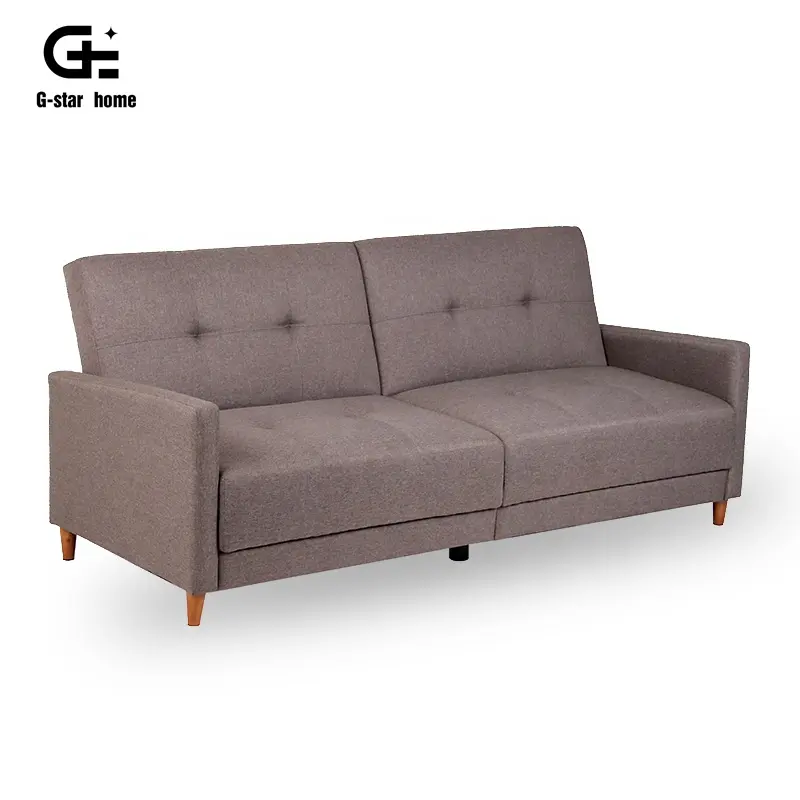 Desain Modern Sofa Cum Tidur Bingkai Kayu Kain Linen Berlapis Kain Terbaik Dua Kursi Sofa Kecil Tempat Tidur Sofa Queen