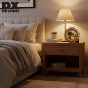 Cadre photo rond en MDF vintage floral personnalisé DX Designs, 4/5 pouces, en bois brun, pour décoration de table et murale - Product Image 6