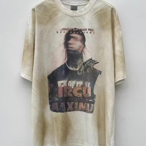 Streetwear Heavyweight Cotton Oversized Hip Hop T-shirt Homens Acid Wash Vintage Graphic t Shirts - Product Image 2